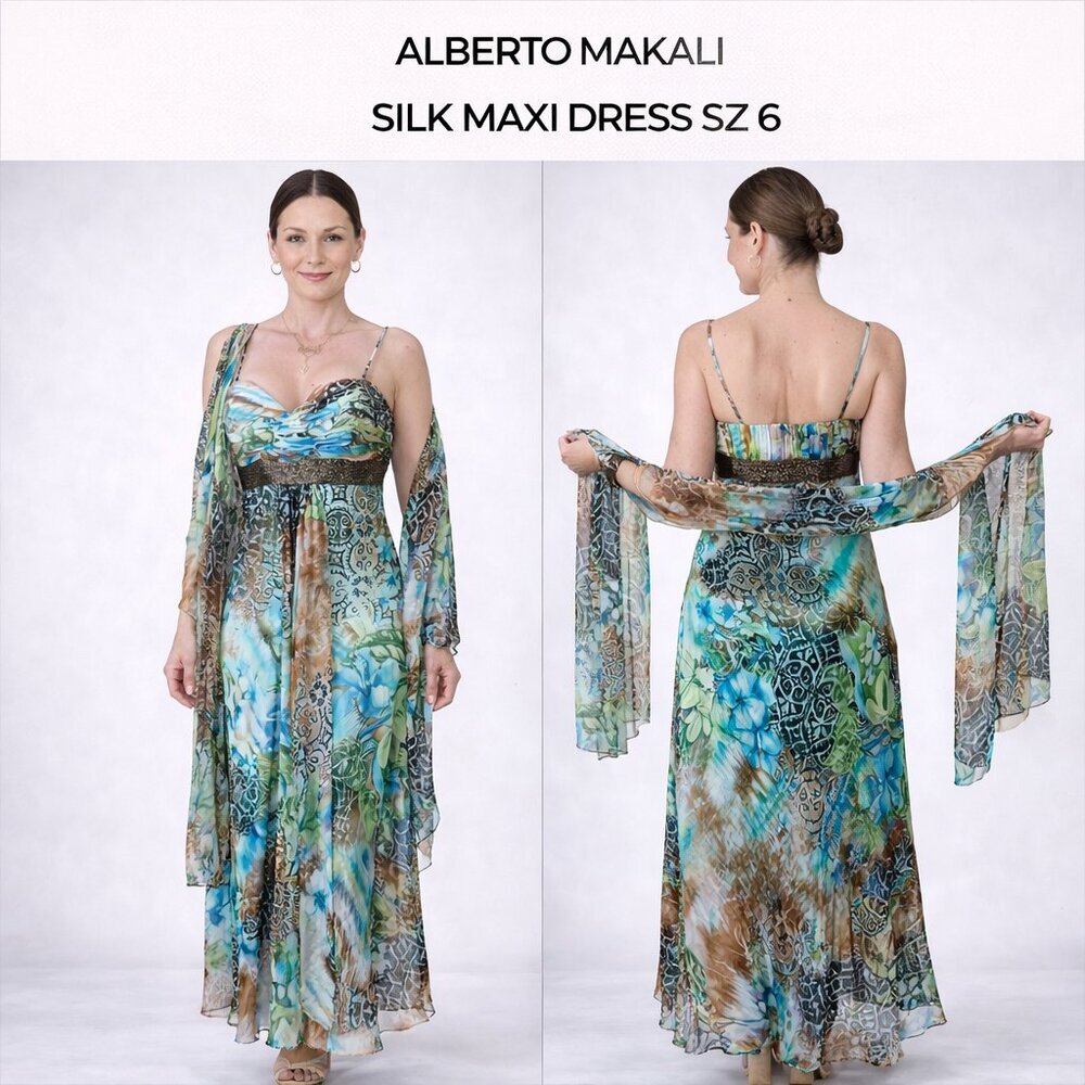 ALBERTO MAKALI SILK MAXI DRESS SZ 6